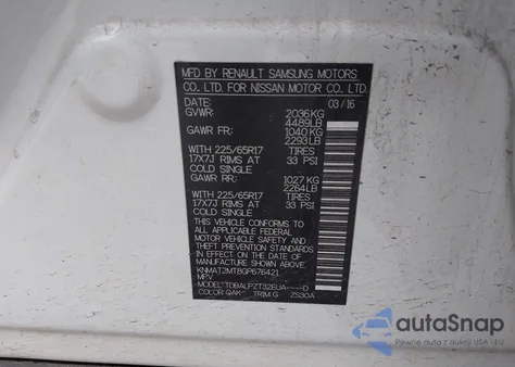 2016 Nissan Rogue S/Sl/Sv z USA, uszkodzony, nr VIN KNMAT2MT8GP676421